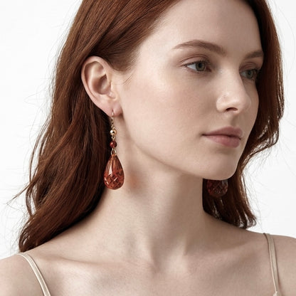 BEST SELLER Etched Teardrop Earrings Amber