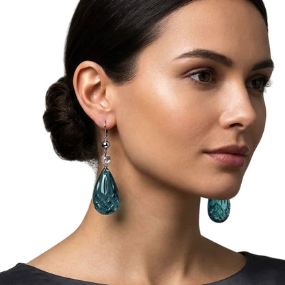 Etched Teardrop Earrings Indigo