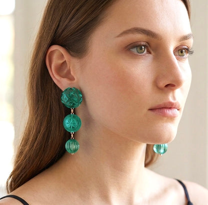 Etched Drip Stud Earrings Turquoise