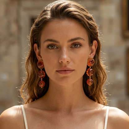 Drip Crystal Stud Earrings Amber