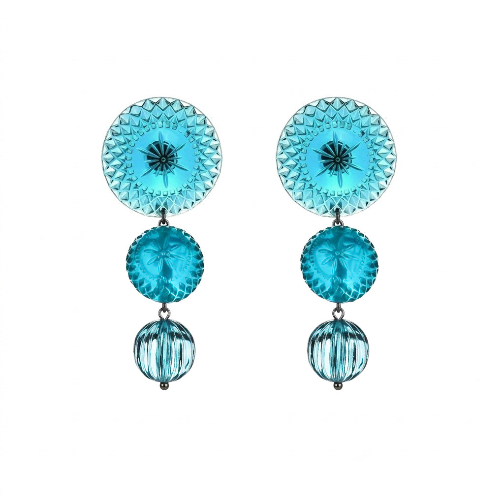Drip Crystal Stud Earrings Aqua