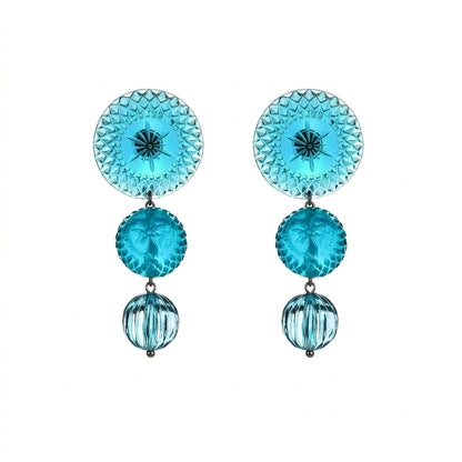 Drip Crystal Stud Earrings Aqua