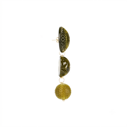 Drip Crystal Stud Earrings Olive