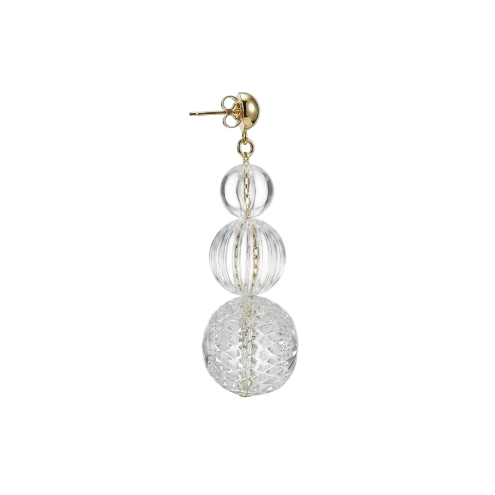 Triple Ball Stud Earrings Vintage Clear