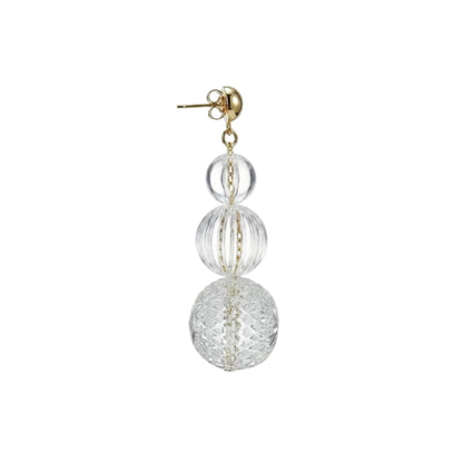 Triple Ball Stud Earrings Vintage Clear