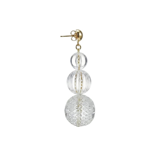 Triple Ball Stud Earrings Vintage Clear