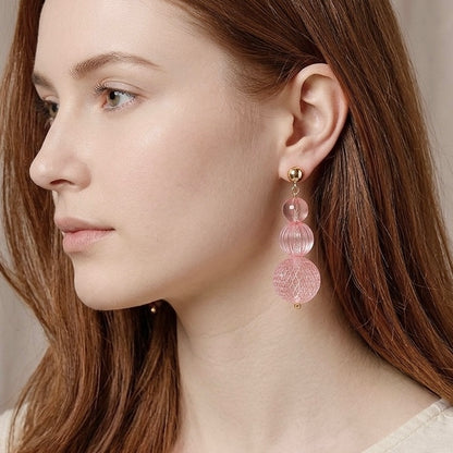 Triple Ball Stud Earrings Rosé