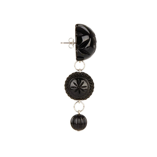 Etched Drip Stud Earrings Black