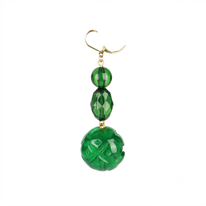 30% OFF Semi Ball Beaded Earrings Emerald Green