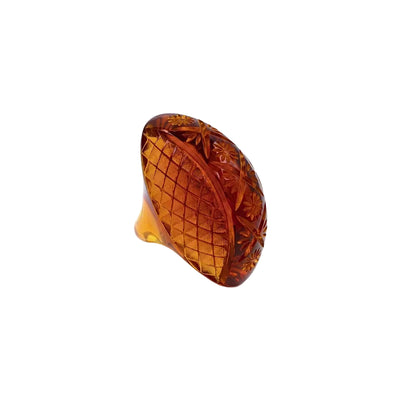 Etched Oval Ring Amber