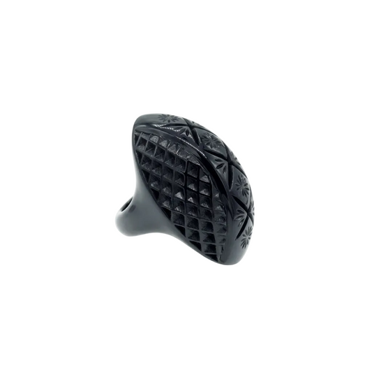 Etched Oval Ring Black