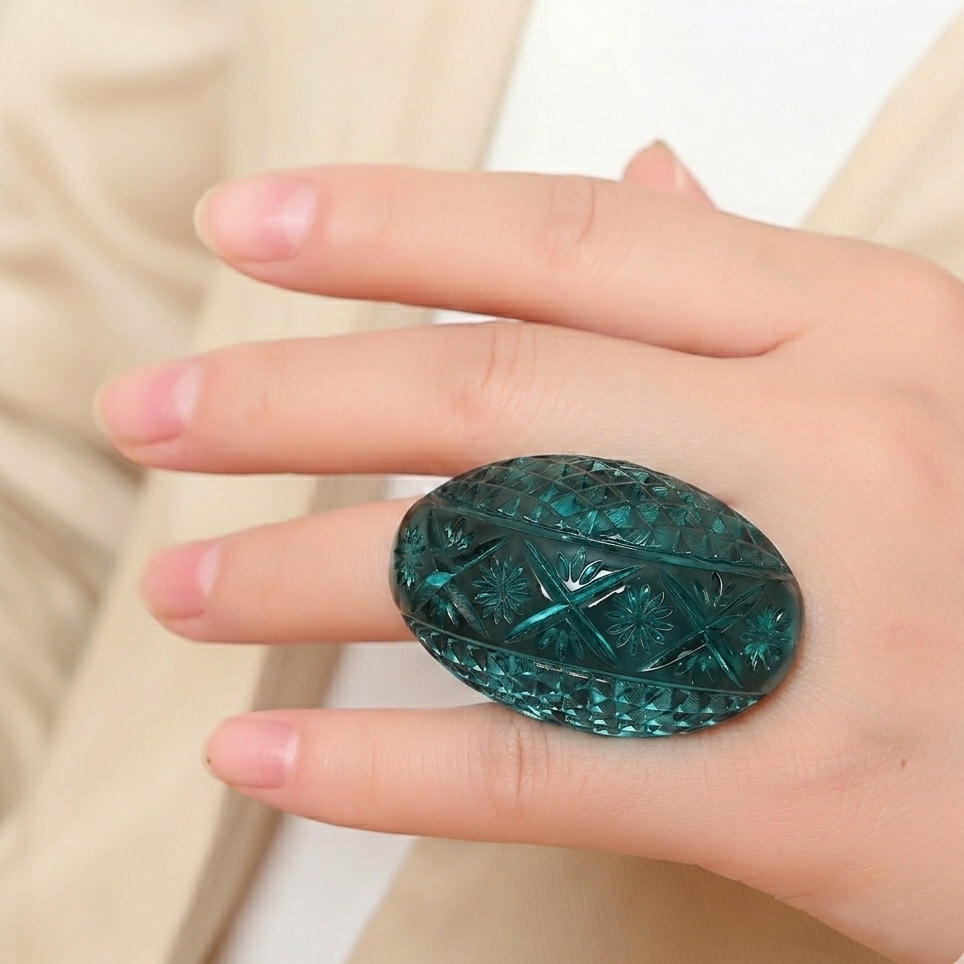 Etched Oval Ring Indigo