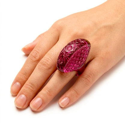 Etched Oval Ring Deep Purple