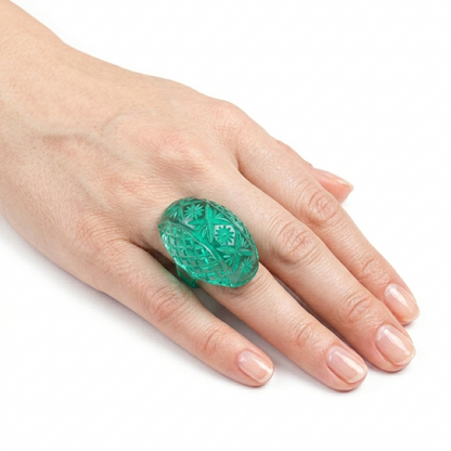 Etched Oval Ring Turquoise