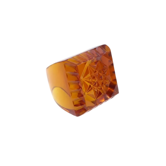 Etched Square Ring Amber