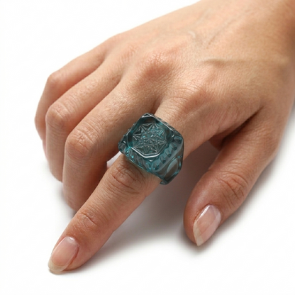 Etched Square Ring Indigo