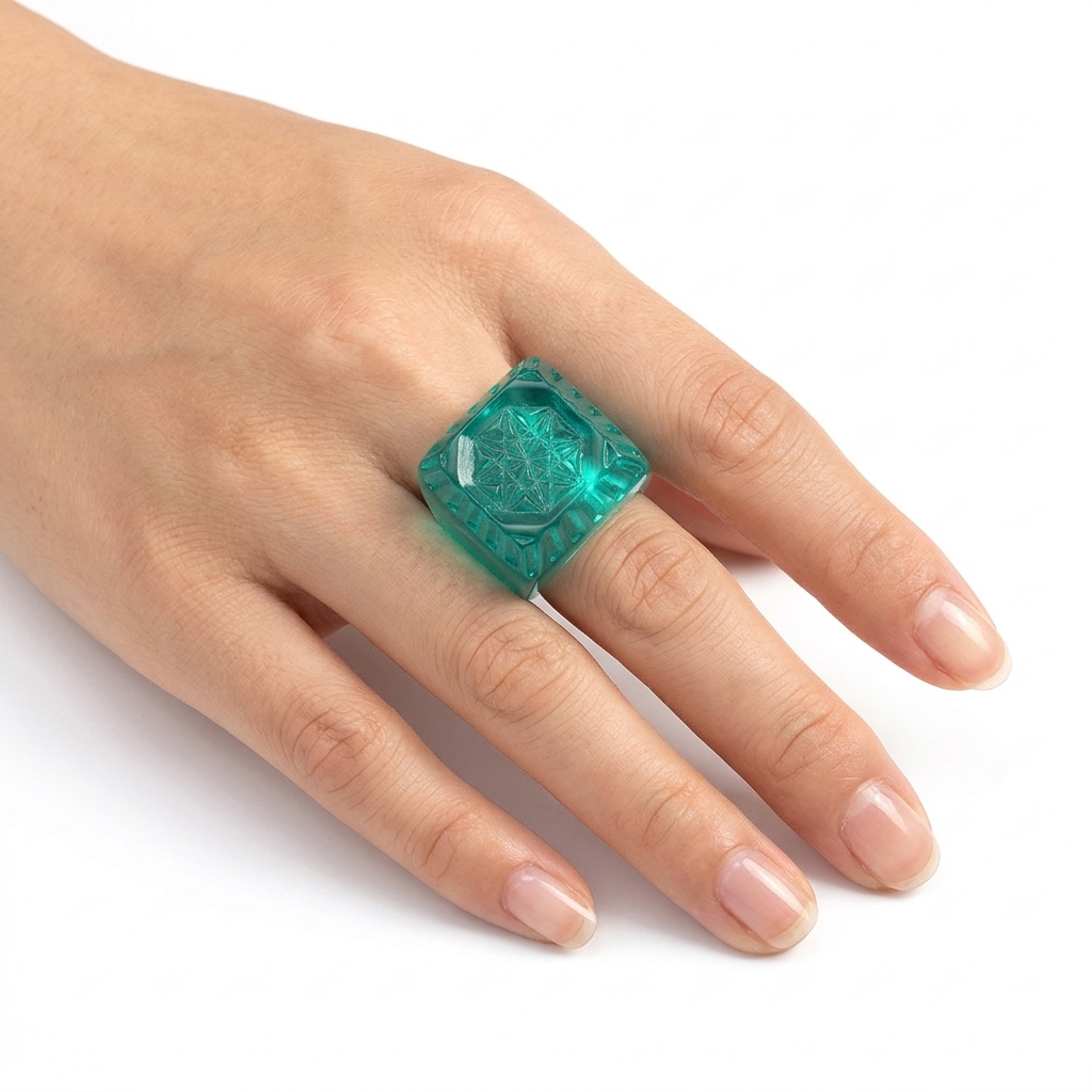 Etched Square Ring Turquoise