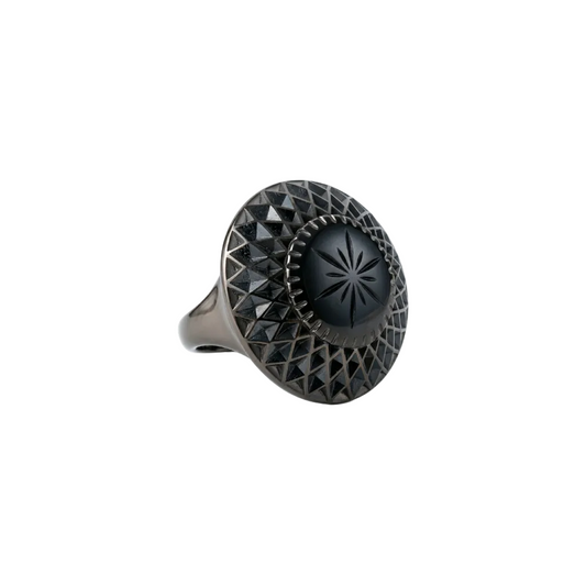 Etched Circle Ring Black