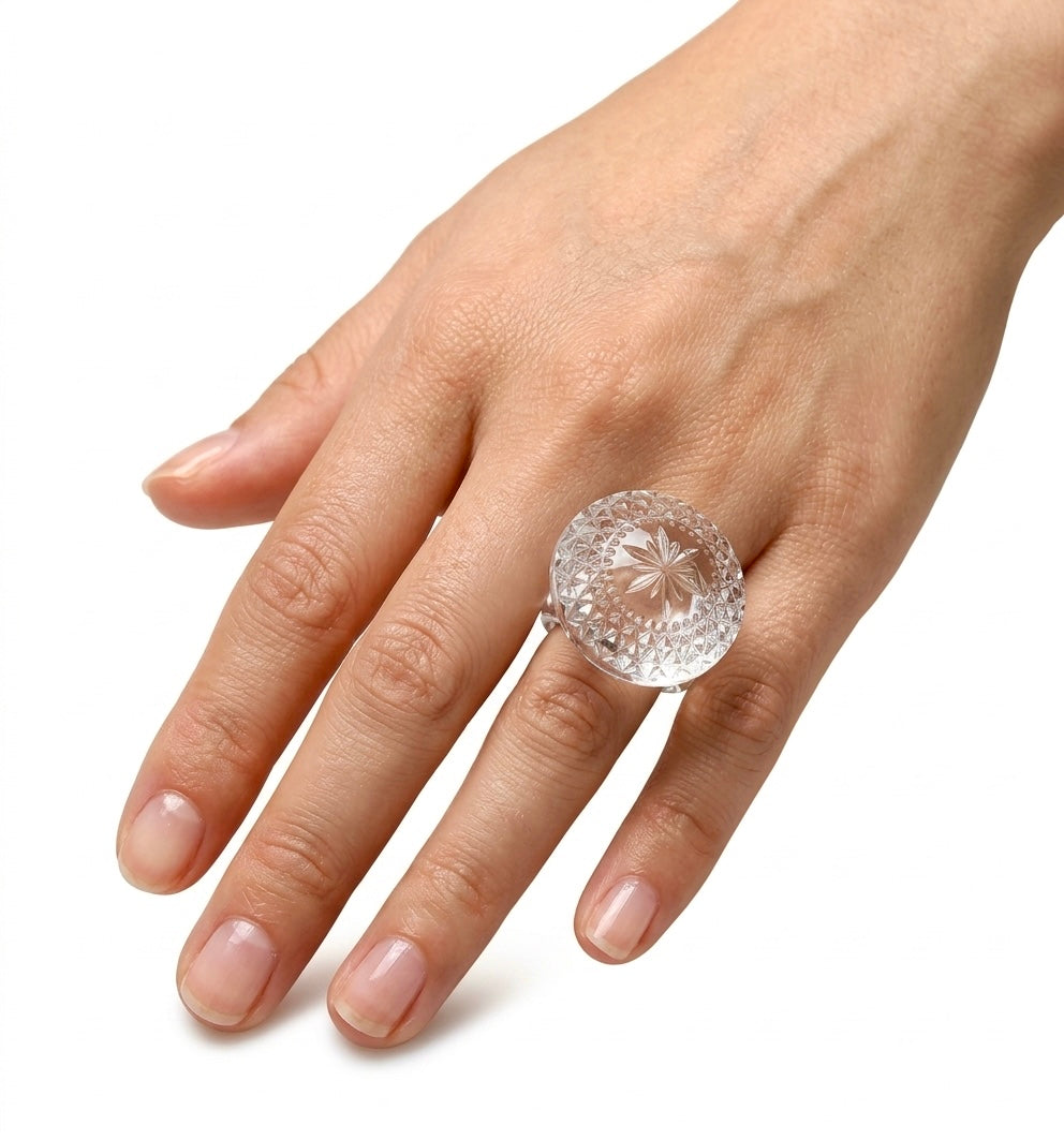 Etched Circle Ring Vintage Clear