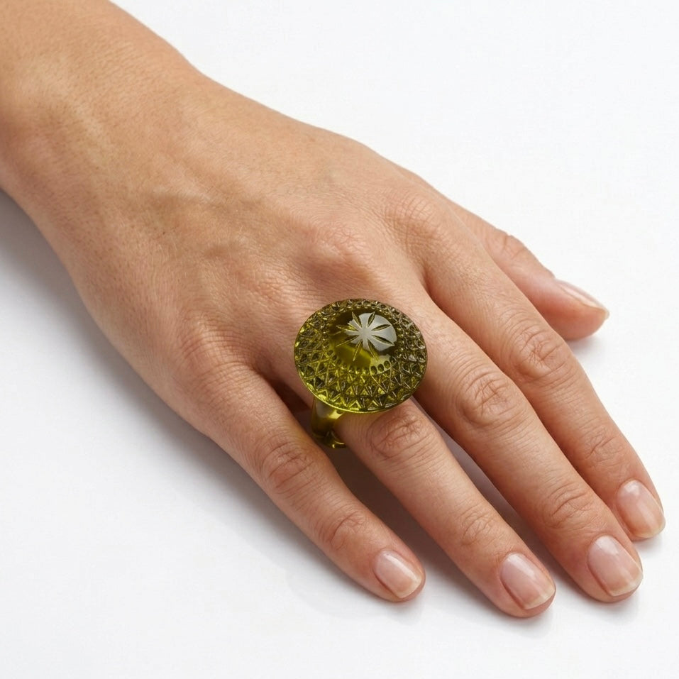 Etched Circle Ring Olive