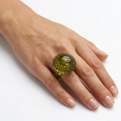 Etched Circle Ring Olive