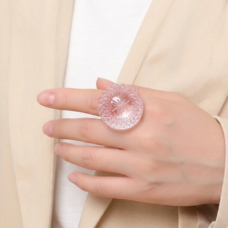 Hand Carved Circle Ring Rosé