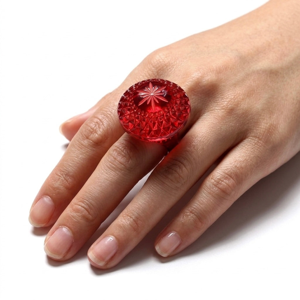 Etched Circle Ring Burgundy