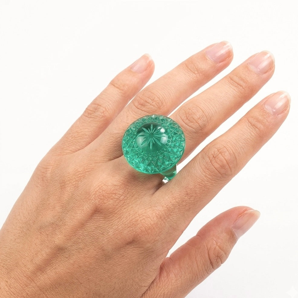 Etched Circle Ring Turquoise