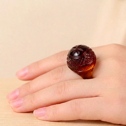 Etched Dome Ring Amber