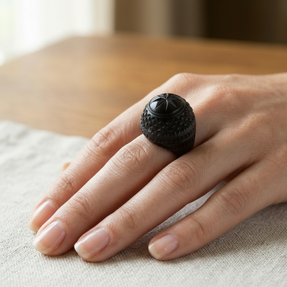 Etched Dome Ring Black