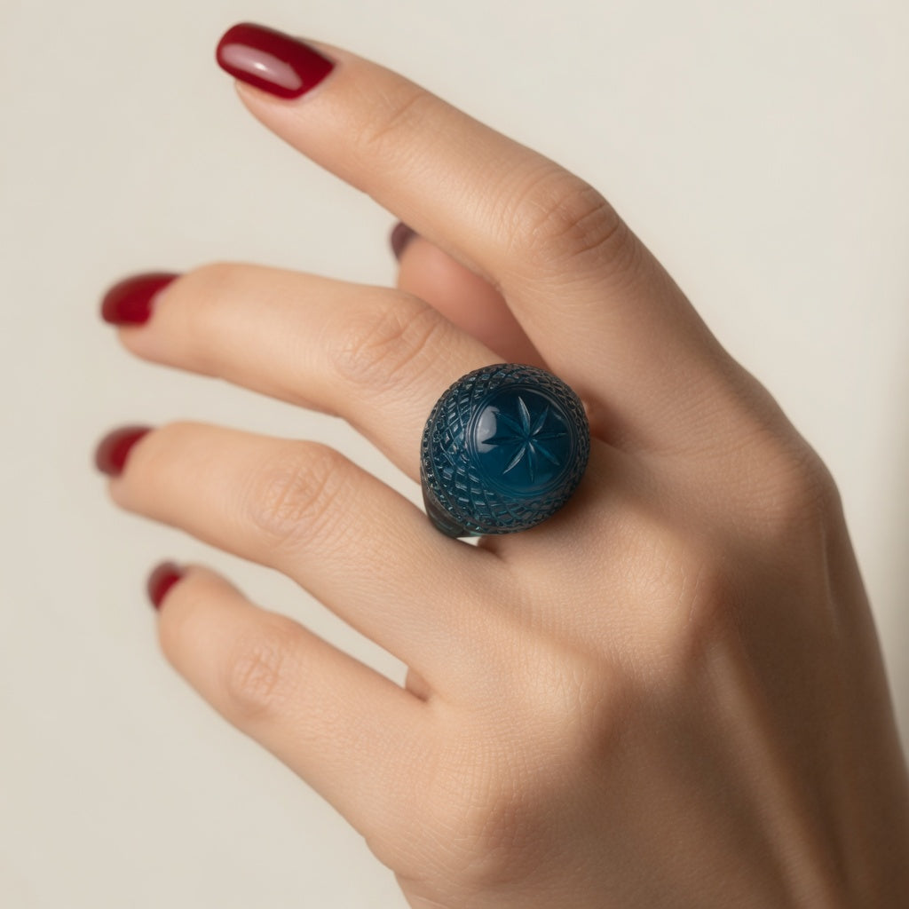 Etched Dome Ring Indigo