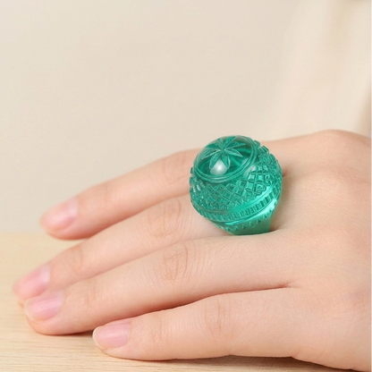 Etched Dome Ring Turquoise