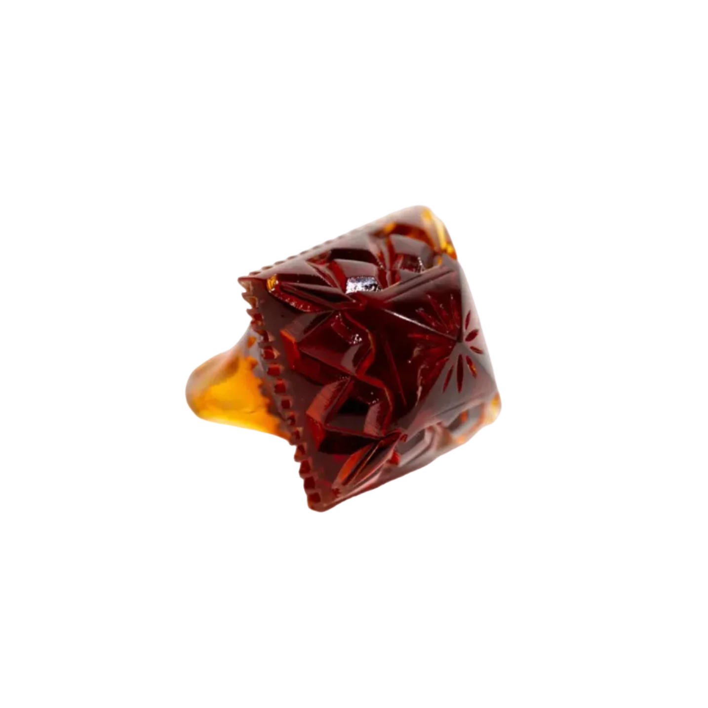 Carved Square Ring Amber