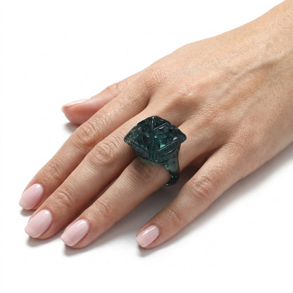 Carved Square Ring Indigo