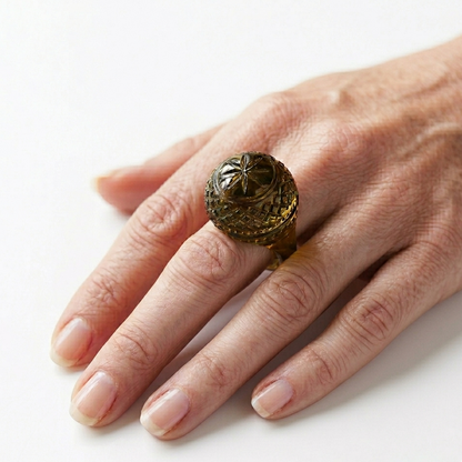 Etched Dome Ring Olive