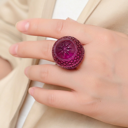 Etched Dome Ring Deep Purple