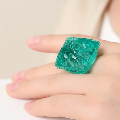 Carved Square Ring Turquoise