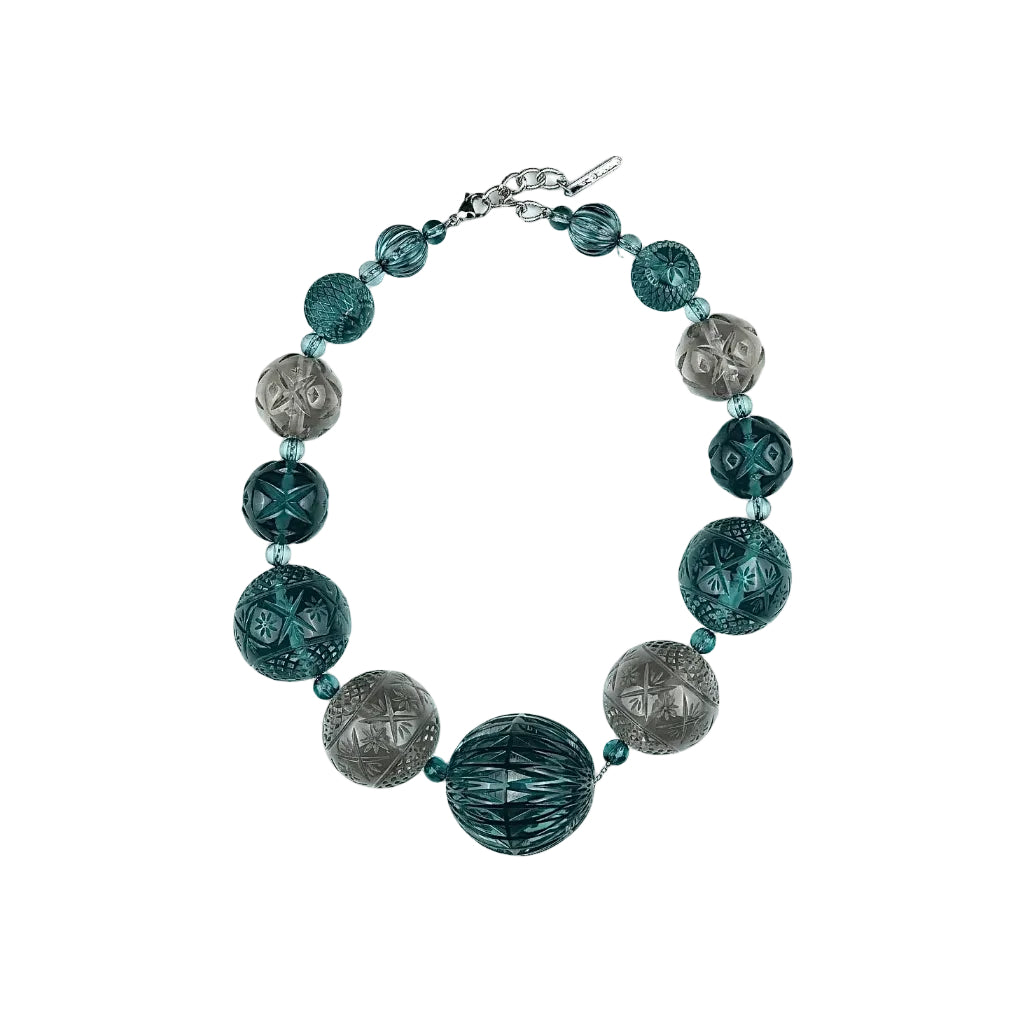 Statement Sphere Necklace Indigo & Grey