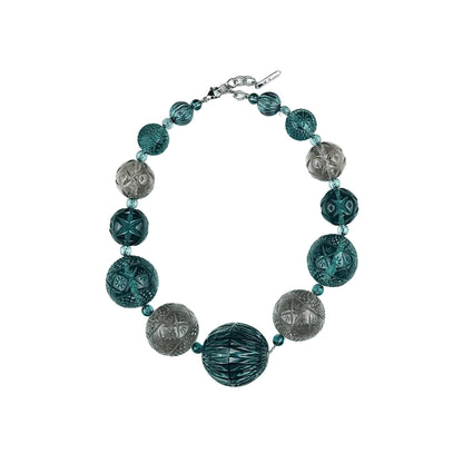 Statement Sphere Necklace Indigo & Grey
