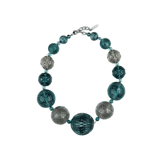 Statement Sphere Necklace Indigo & Grey