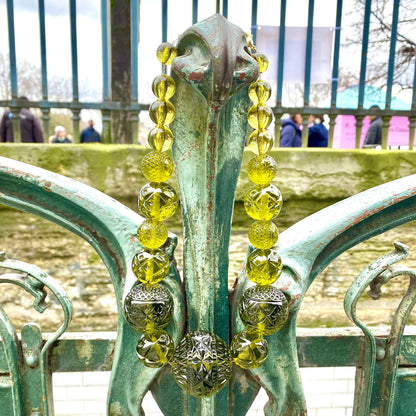 statement collar necklace with rich olive green colour