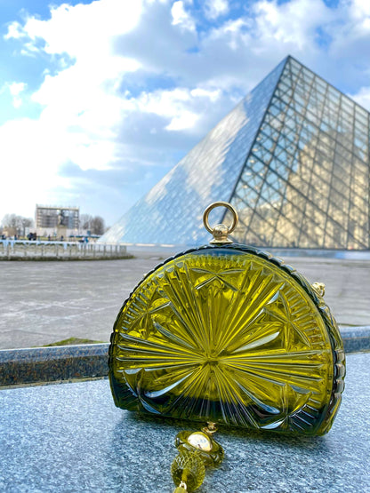 Sunburst Fan Clutch Olive