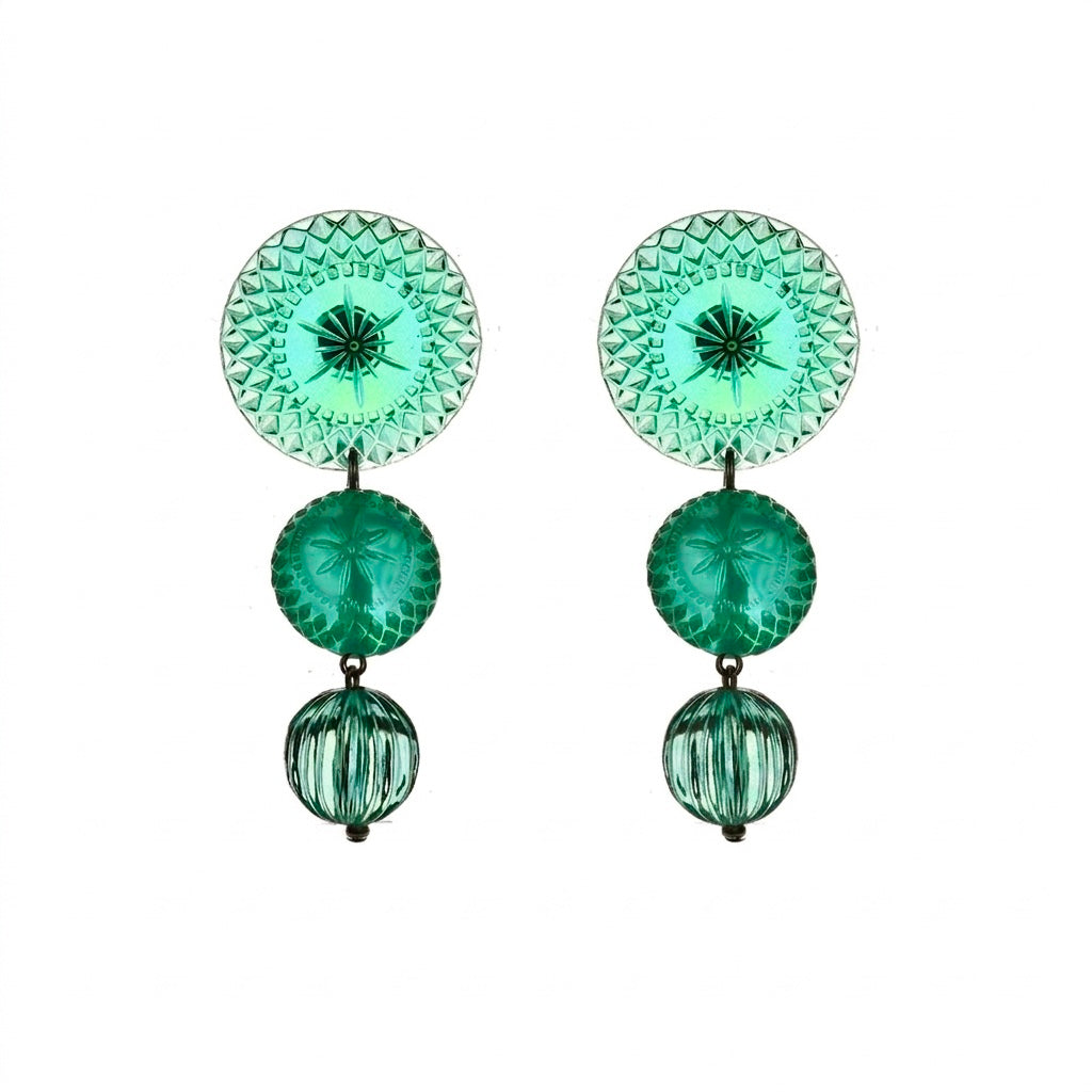 Drip Crystal Stud Earrings Turquoise