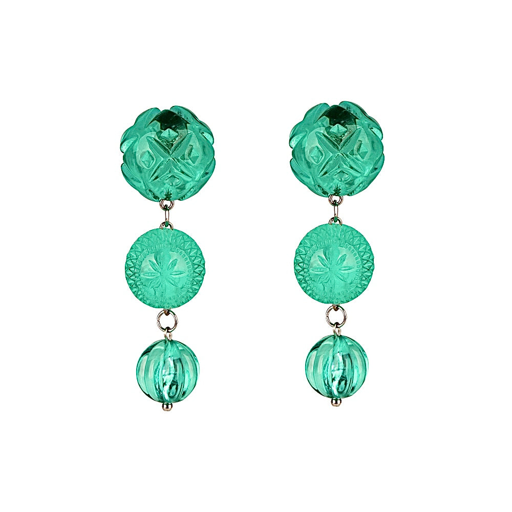 Etched Drip Stud Earrings Turquoise