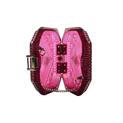 Hand Carved Octagon Clutch Deep Purple
