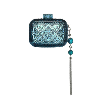 Hand Carved Clutch Indigo