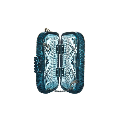 Hand Carved Clutch Indigo