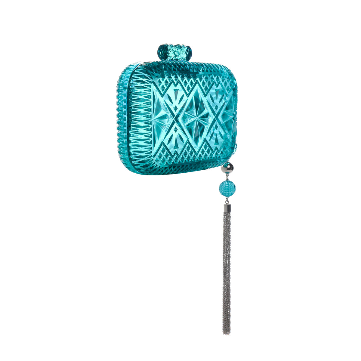 Hand Carved Clutch Aqua
