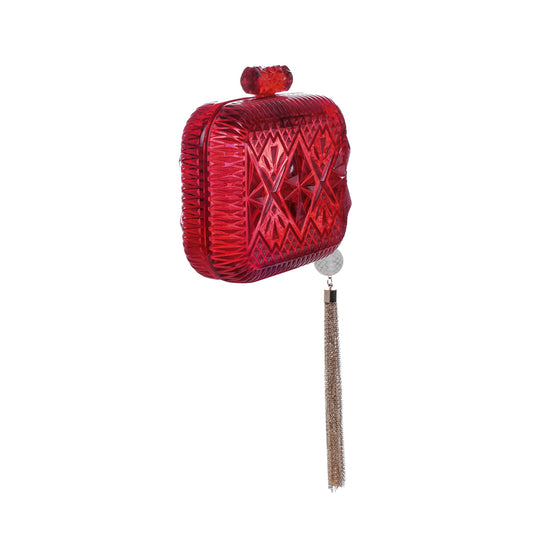 Hand Carved Clutch Burgundy
