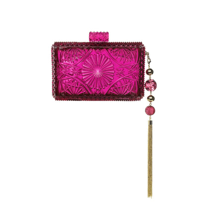 Hand Carved Rectangle Clutch Deep Purple